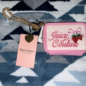Juicy Couture Pink Card Holder with Gold Chain